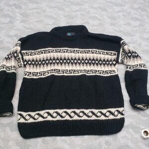 Vintage Purple Moon Sweater Mens XL Black Pullover Mock Neck Aztec Southwestern